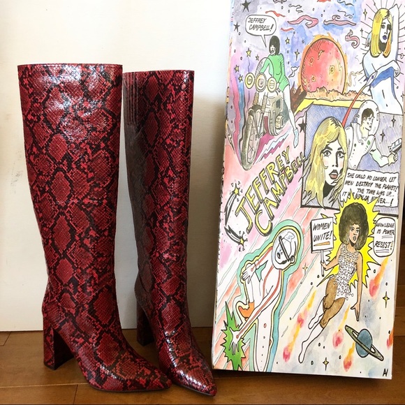 Jeffrey Campbell Siren Knee High Red 
